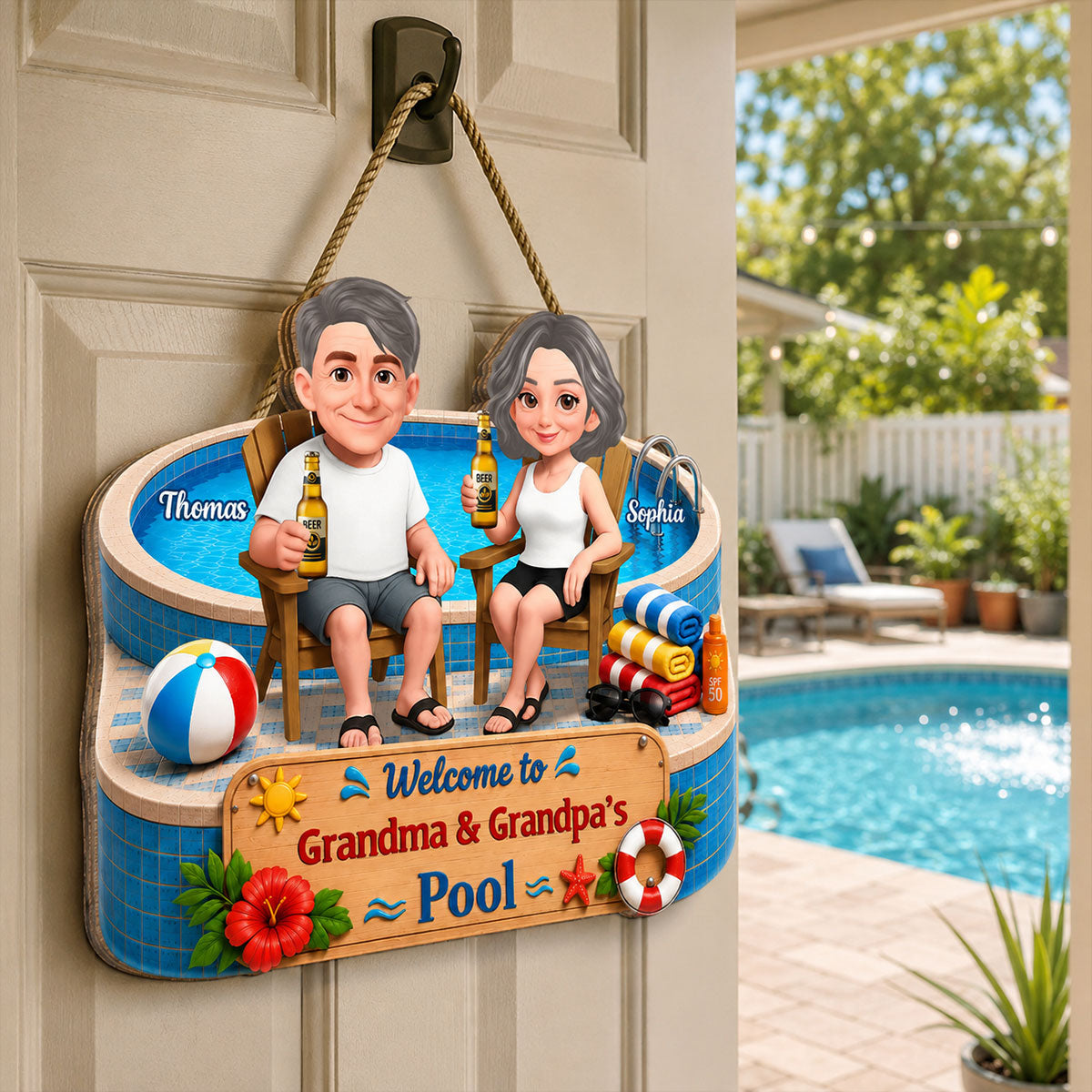 Life Is Better At Grandma Grandpa Pool 2D Flat - Personalized Wood Sign