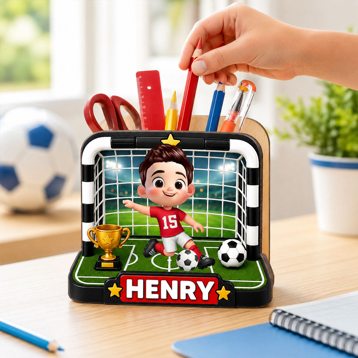 Trending Soccer Kids - Personalized Pencil Holder - Back To School Gift For Kid, Girl, Boy