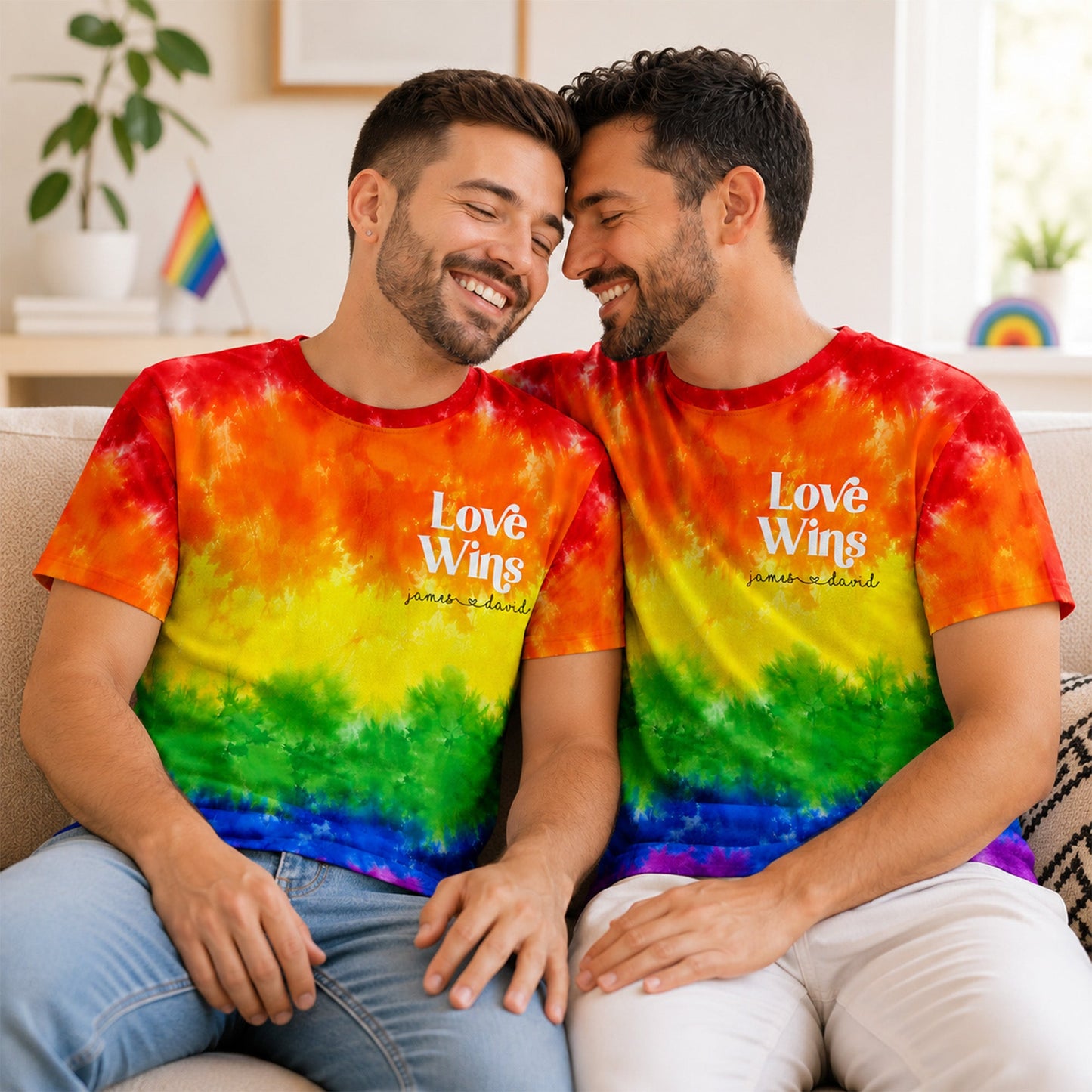 Love Wins Rainbow Tie Dye Pride Theme - Personalized Shirt - Pride Month Keepsake