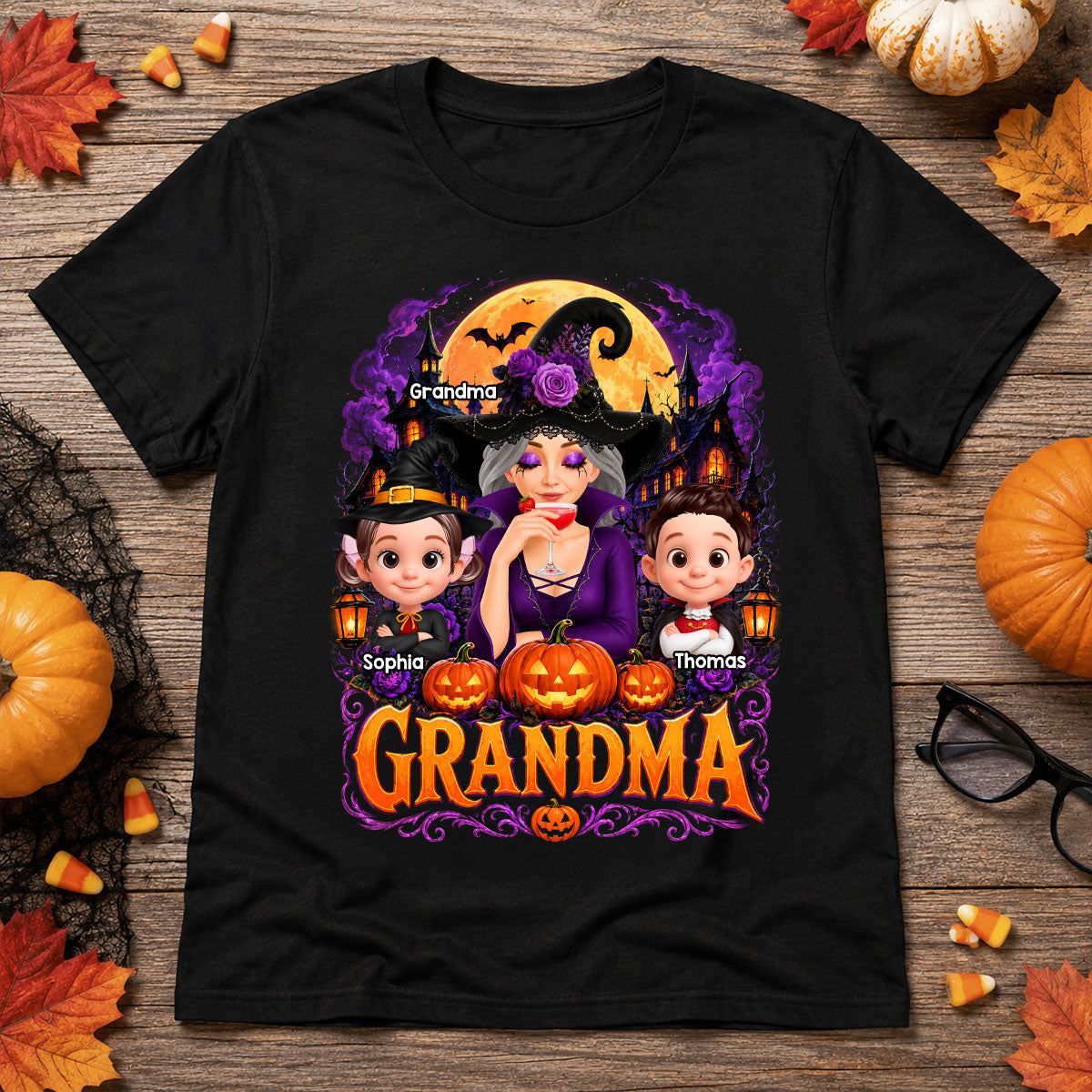 Grandma Witch Magical - Personalized Shirt - Trendy Halloween Tee for Grandma