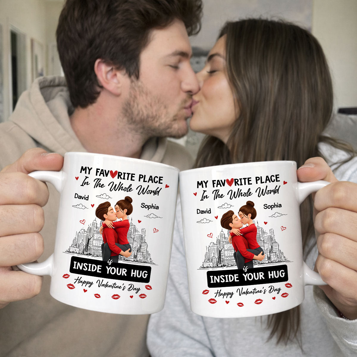 My Favorite Place in the Whole World is Inside Your Hug - Personalized Mug - Sentimental Couple Gift for Him
