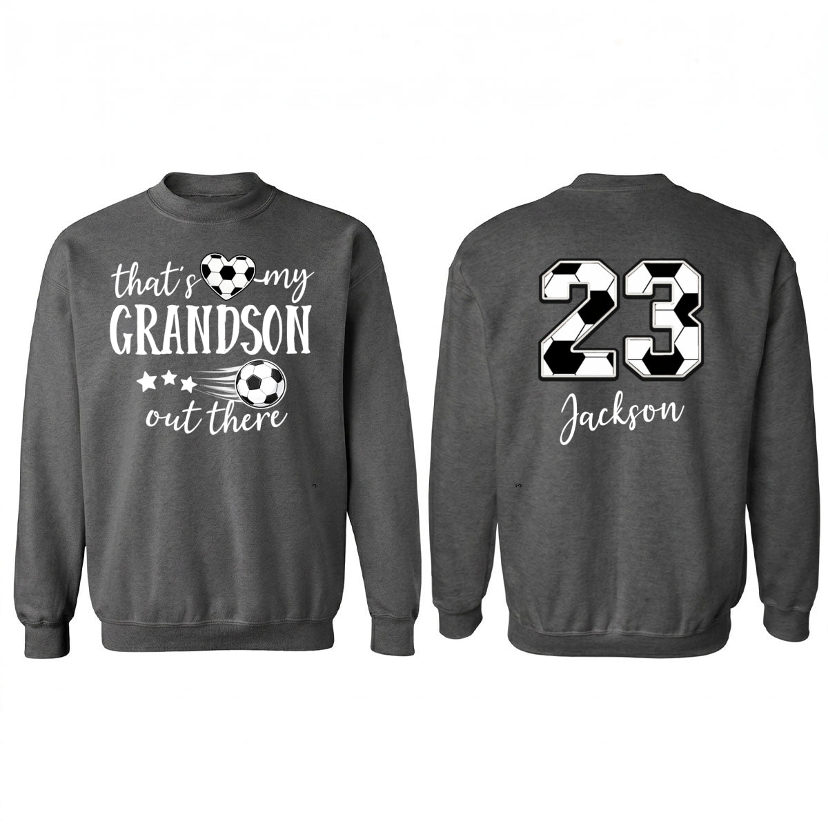 That's My Son Grandson Out There - Personalized Double Sided Shirt - Soccer Grandma Mom