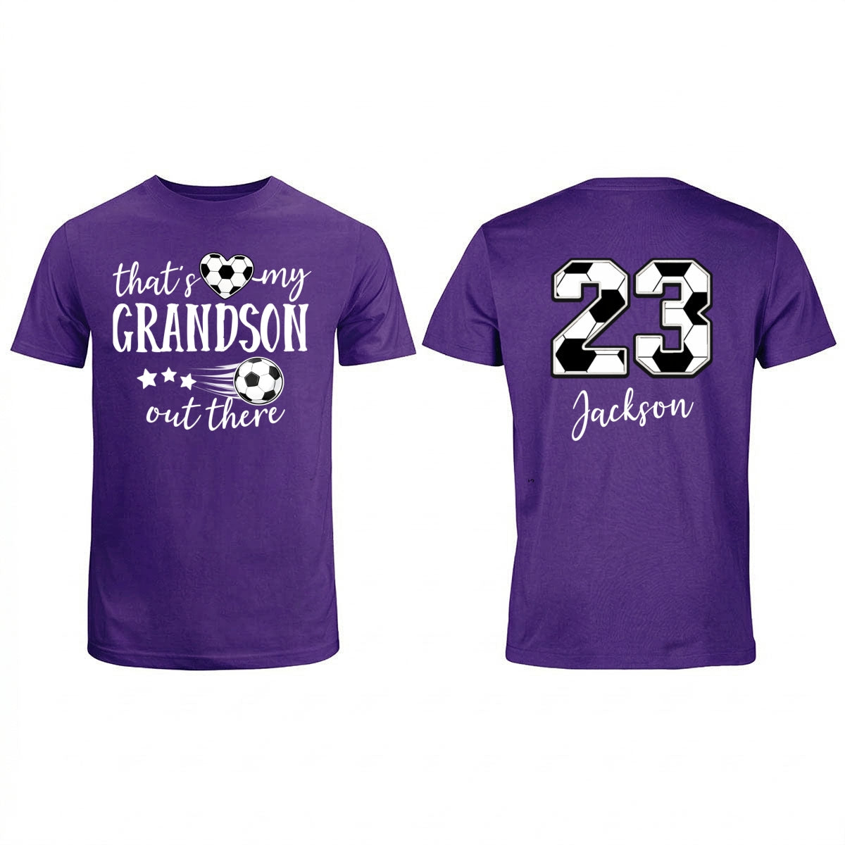 That's My Son Grandson Out There - Personalized Double Sided Shirt - Soccer Grandma Mom