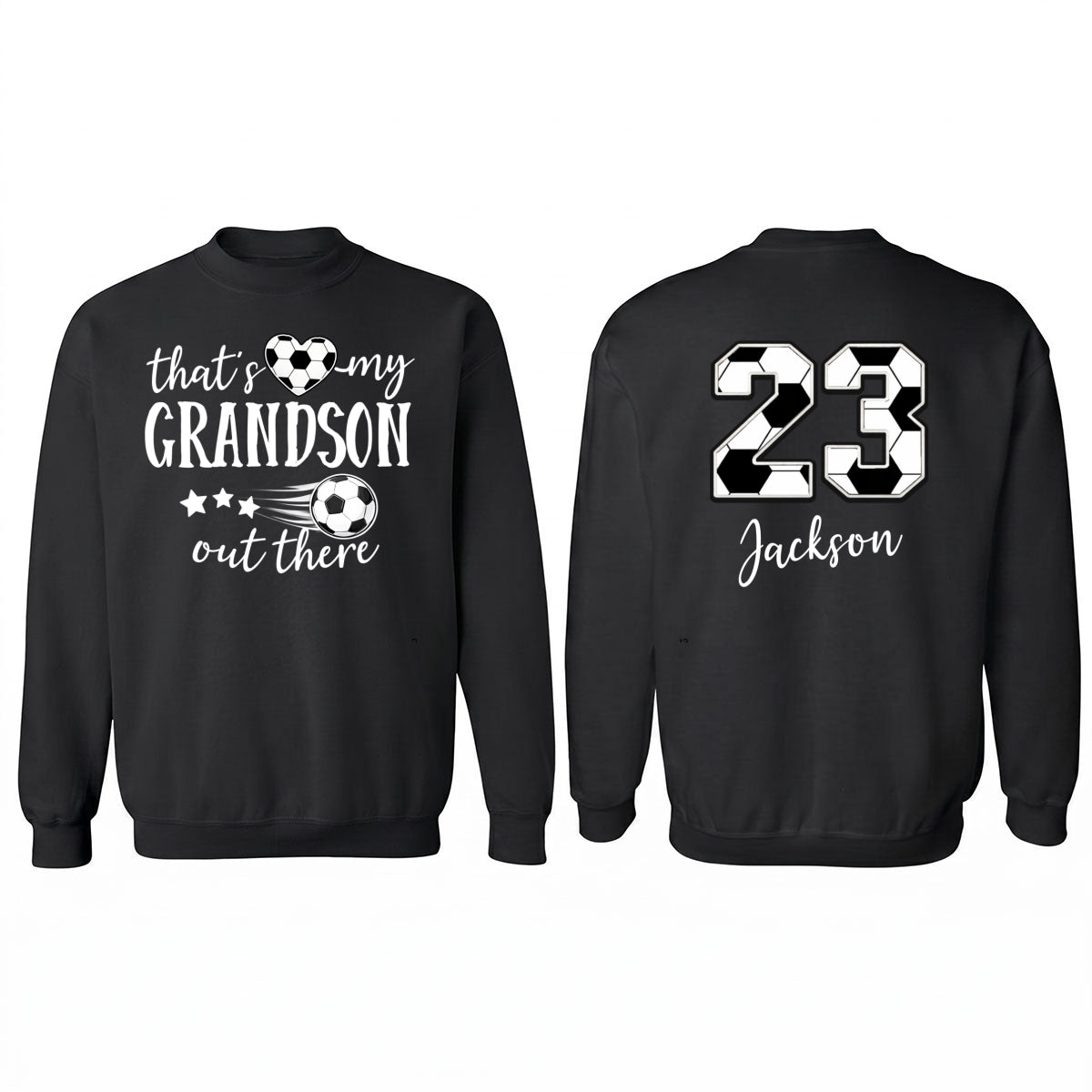 That's My Son Grandson Out There - Personalized Double Sided Shirt - Soccer Grandma Mom