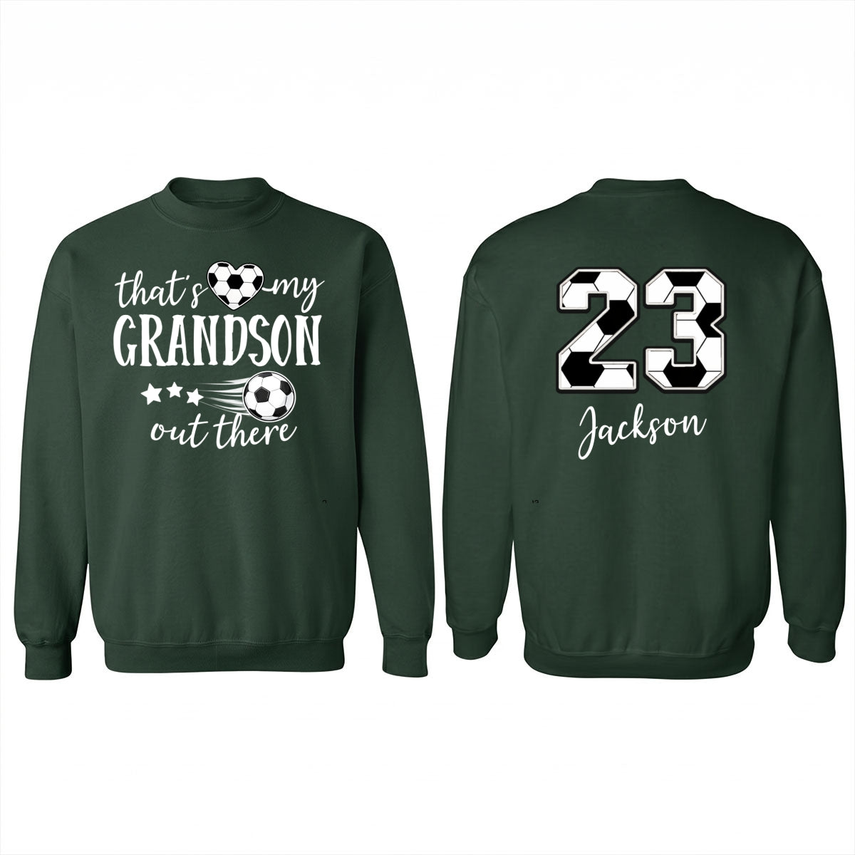 That's My Son Grandson Out There - Personalized Double Sided Shirt - Soccer Grandma Mom