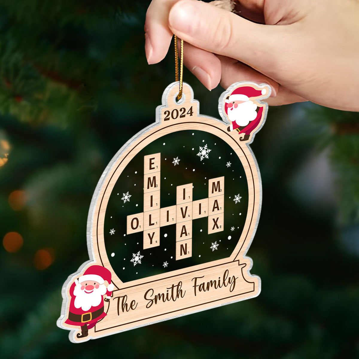 Family Personalized Crossword Ornament, Family Names Puzzle Keepsake, Christmas Tree Decoration, Christmas Gift for Loved Ones