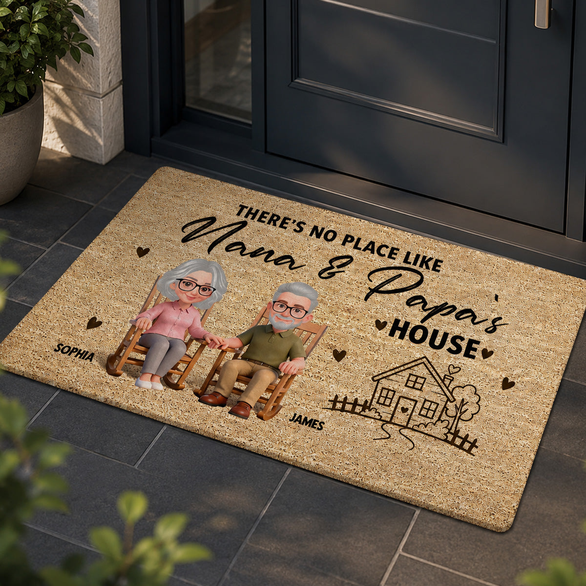 No Place Like Grandparents' House - Personalized Doormat - Home Decor Gift, Grandkids Welcome Decorations
