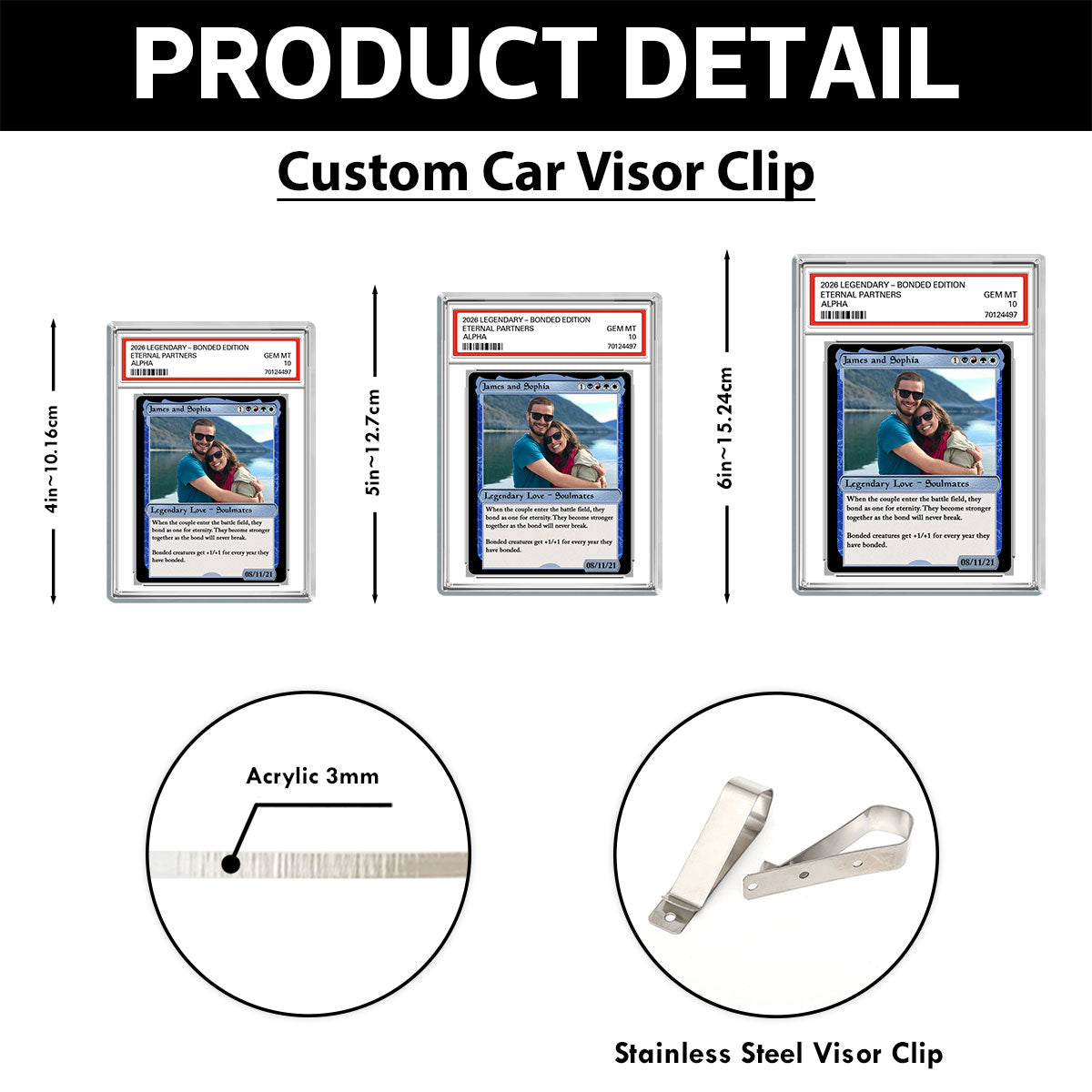 Custom Photo Fantasy Trading Card Style - Personalized Acrylic Car Visor - Valentine's Day, Anniversary Gift For Him, For Her