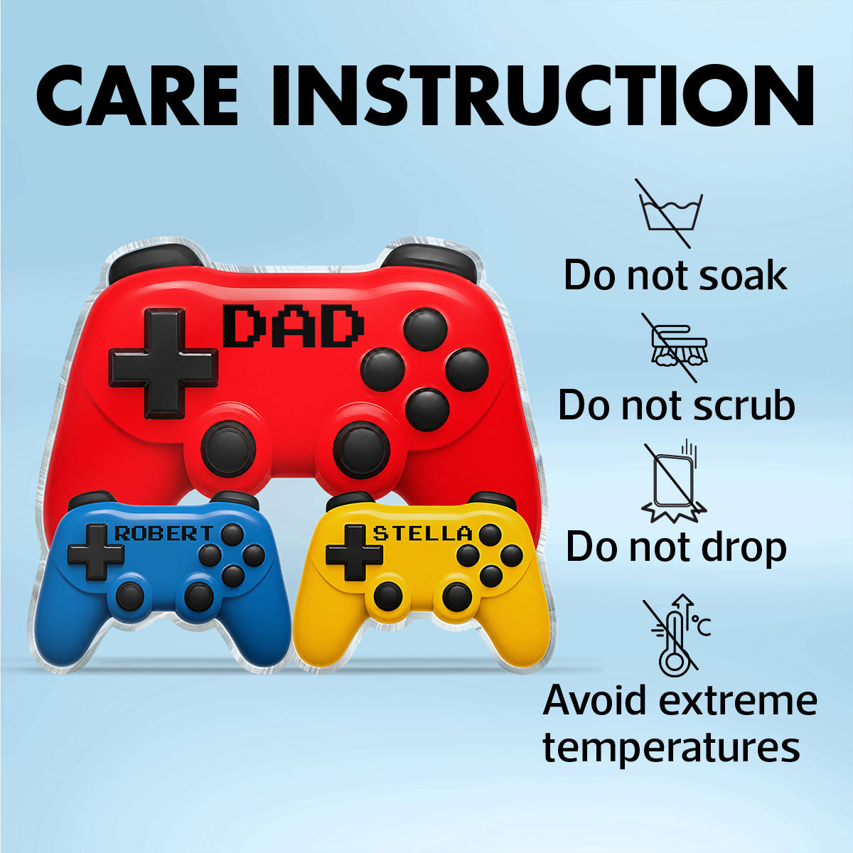 Gamer Dad Controllers - Personalized Acrylic Block Plaque -  Gift For Dad, Husband, Gamers