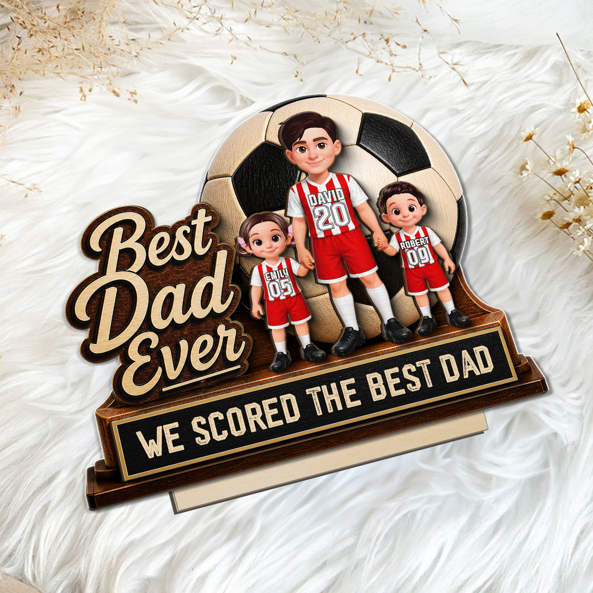 We Scored The Best Dad Soccer Dad & Kids - Personalized 2-Layered Wooden Plaque -  Gift For Soccer Dad, UK Football Dad