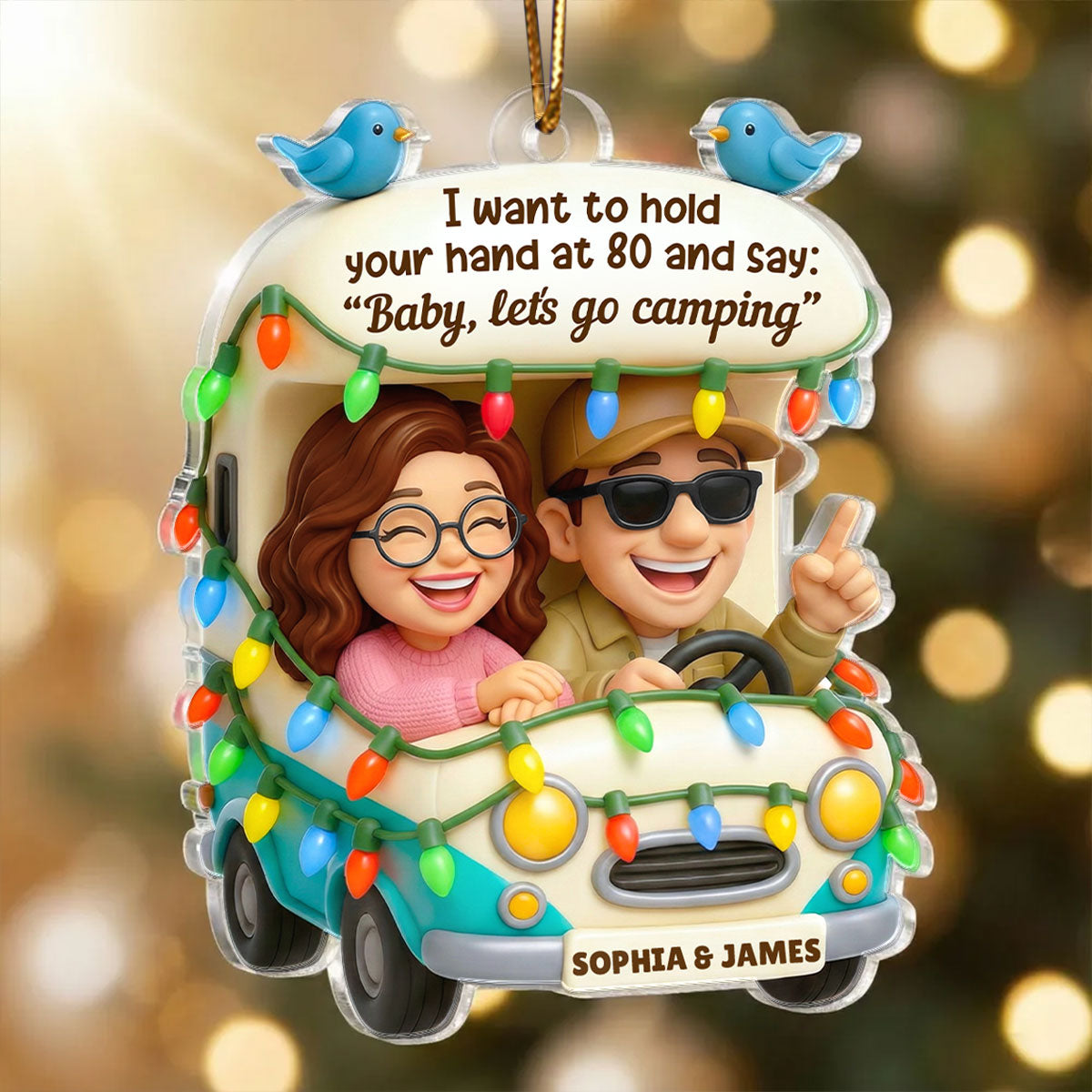Couple Let's Go Camping - Personalized Acrylic Ornament - Gift For Her, Gift For Him, Gift For Couple