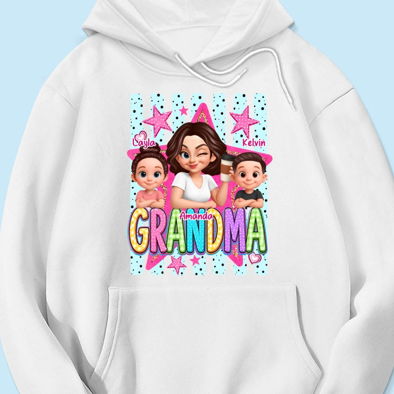 Grandma Striped Preppy Pattern - Personalized Shirt - Summer Trendy Tee for Grandma