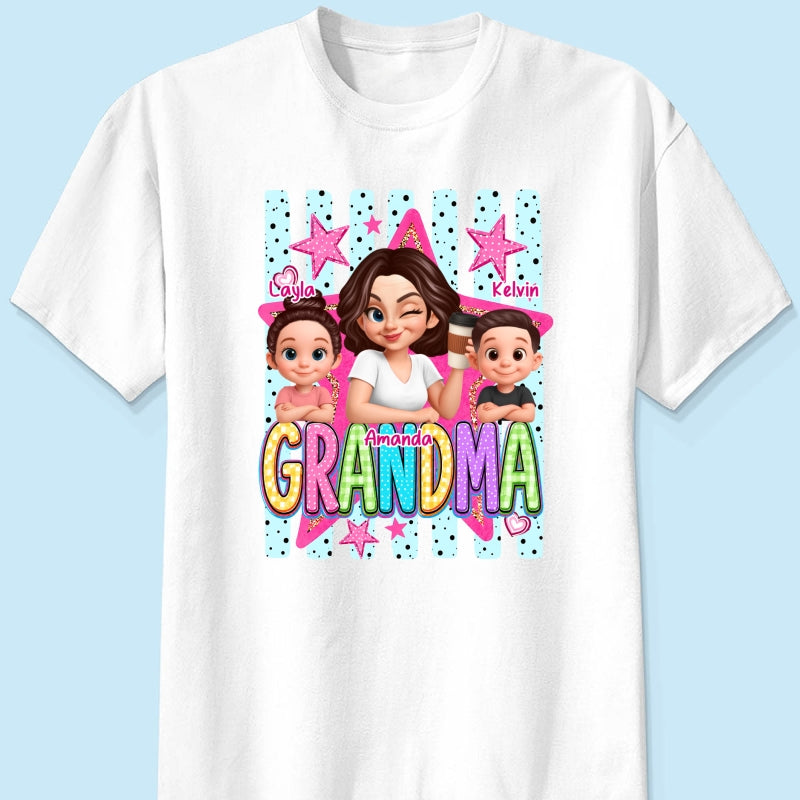 Grandma Striped Preppy Pattern - Personalized Shirt - Summer Trendy Tee for Grandma