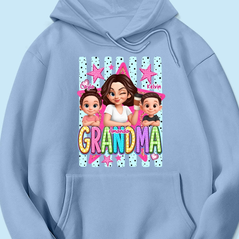 Grandma Striped Preppy Pattern - Personalized Shirt - Summer Trendy Tee for Grandma