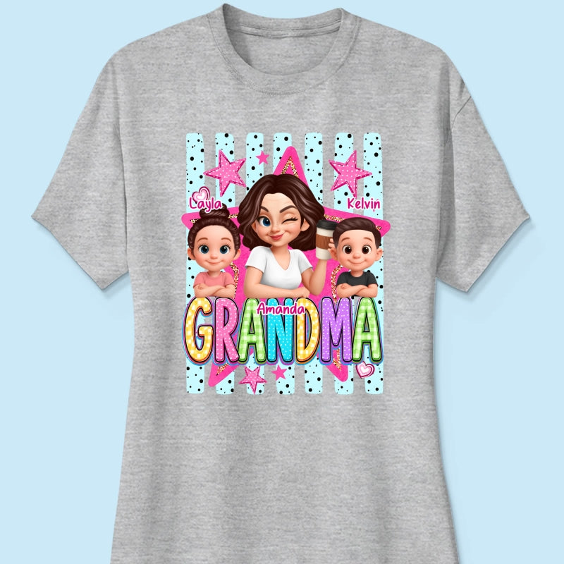 Grandma Striped Preppy Pattern - Personalized Shirt - Summer Trendy Tee for Grandma