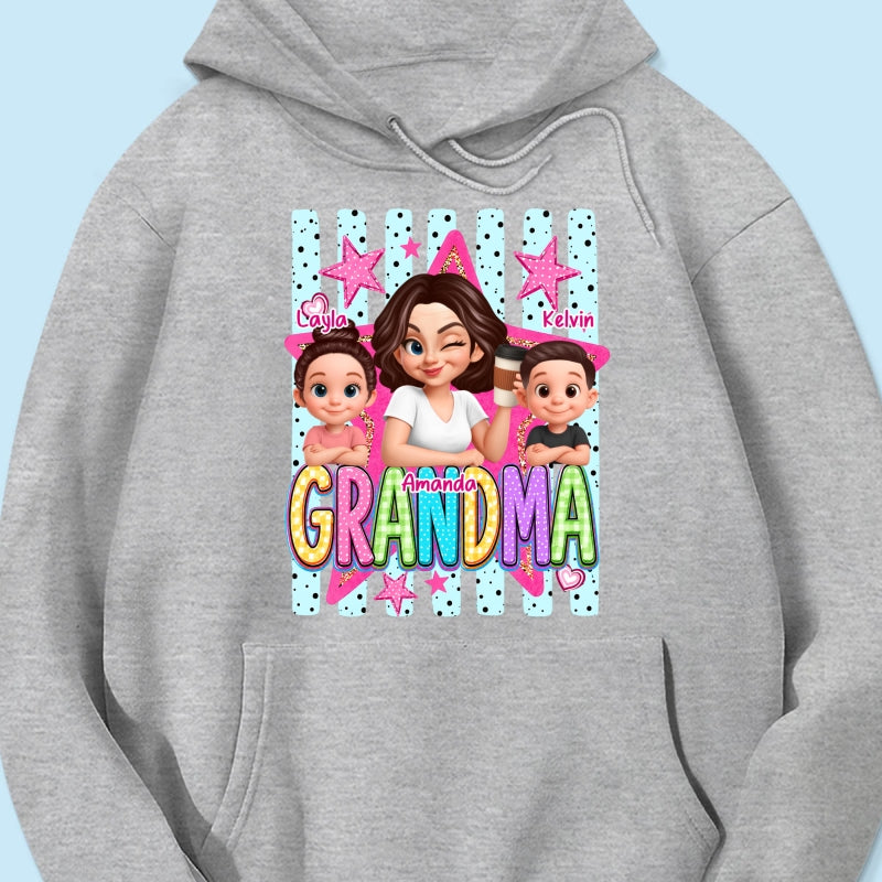 Grandma Striped Preppy Pattern - Personalized Shirt - Summer Trendy Tee for Grandma