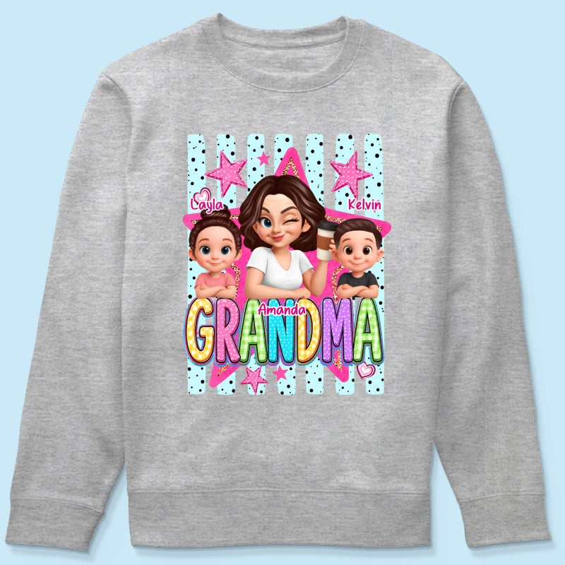 Grandma Striped Preppy Pattern - Personalized Shirt - Summer Trendy Tee for Grandma
