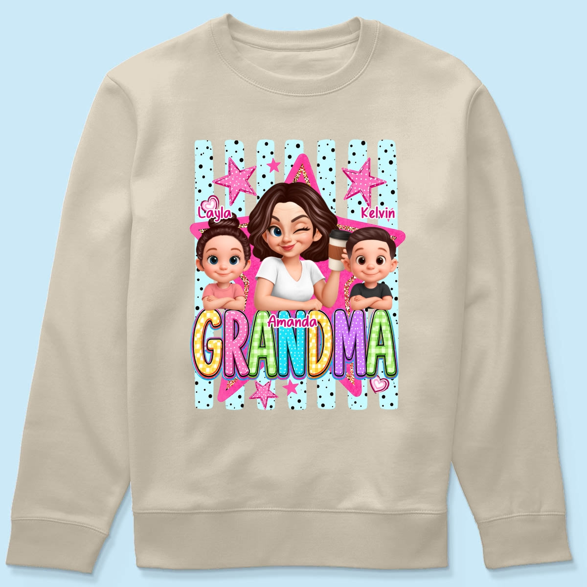 Grandma Striped Preppy Pattern - Personalized Shirt - Summer Trendy Tee for Grandma