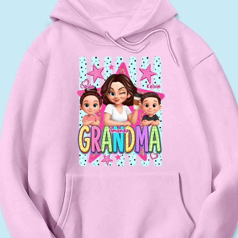 Grandma Striped Preppy Pattern - Personalized Shirt - Summer Trendy Tee for Grandma