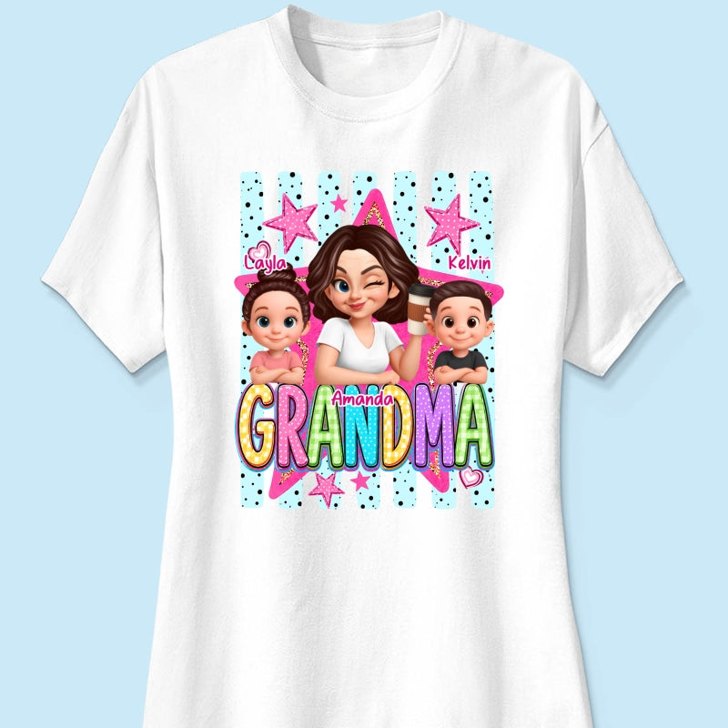 Grandma Striped Preppy Pattern - Personalized Shirt - Summer Trendy Tee for Grandma