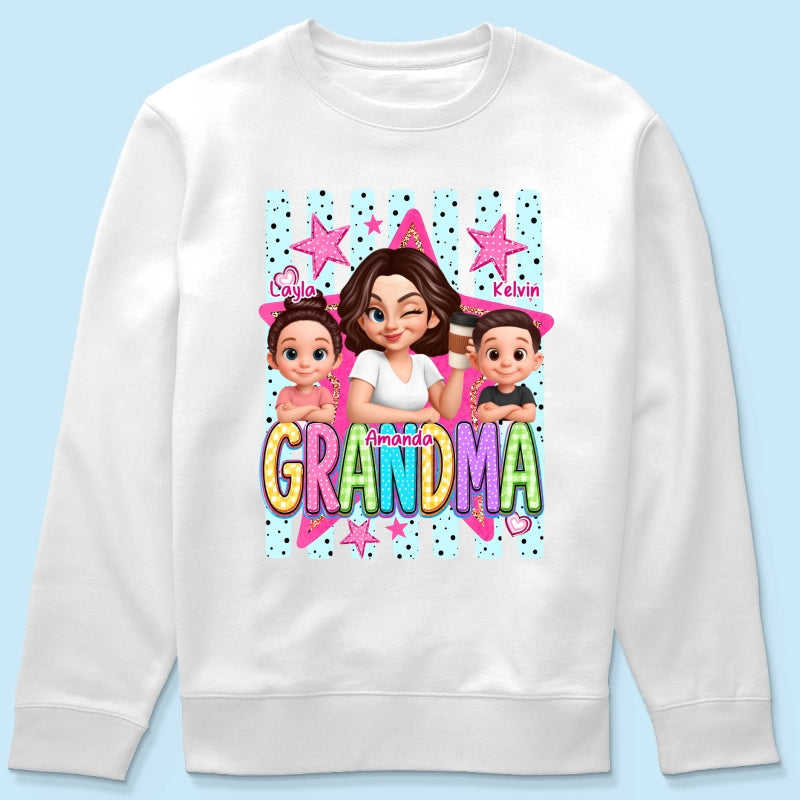 Grandma Striped Preppy Pattern - Personalized Shirt - Summer Trendy Tee for Grandma