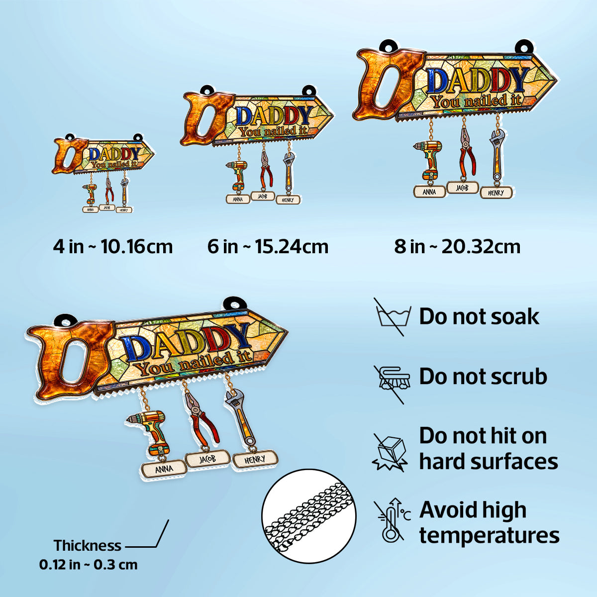 Daddy You Nailed It - Personalized Suncatcher - Father's Day Gift for Dad, Husband