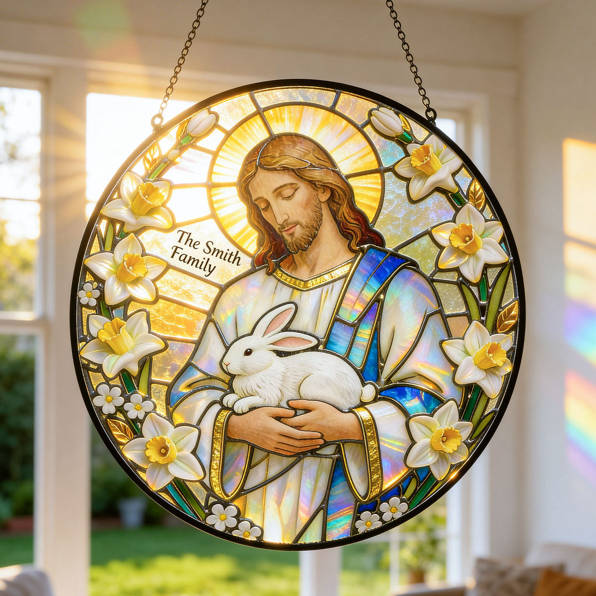 Religious Easter Jesus - Personalized Suncatcher Ornament