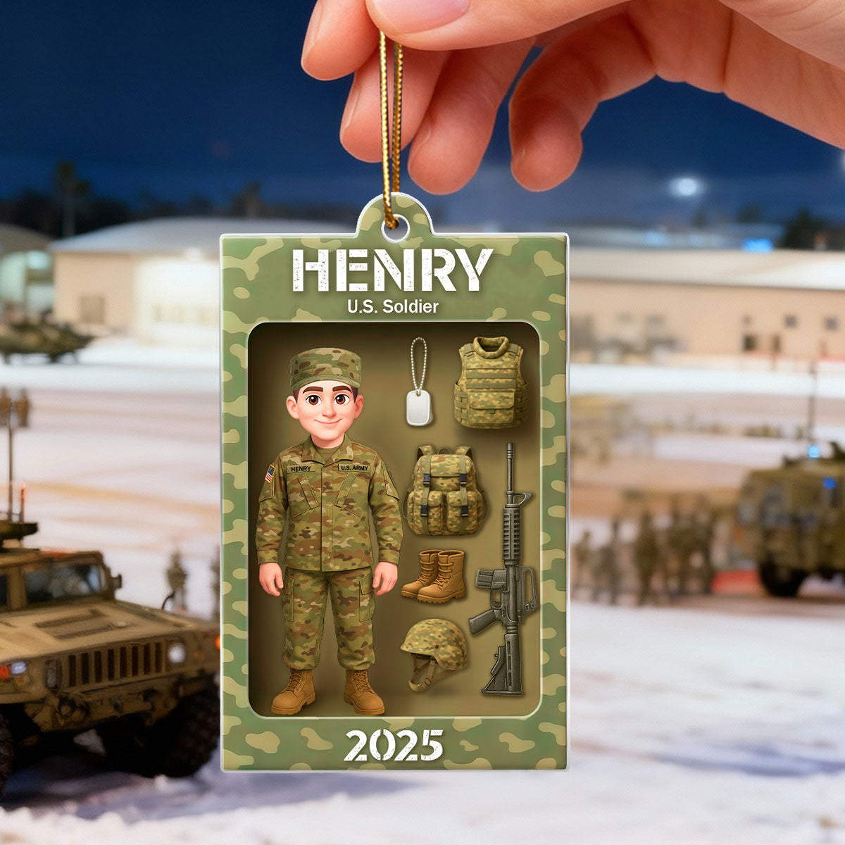 Military Action Figure - Personalized Acrylic Ornament - Special Gift For The Military