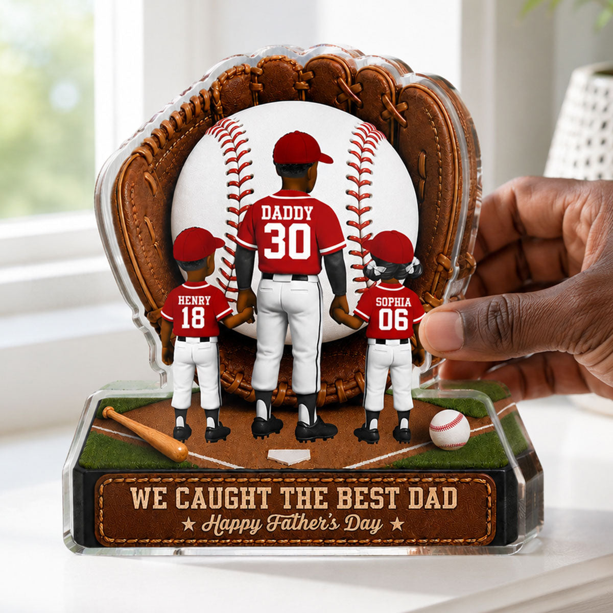 Baseball Dad Legend We Caught The Best Dad - Personalized Acrylic Block Plaque -  Gift For Dad