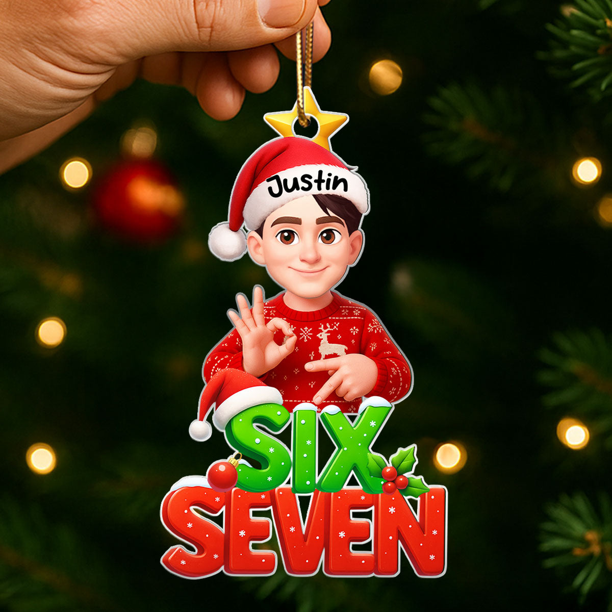 Funny Custom Six Seven 67 - Personalized Acrylic Ornament - Teen Slang Funny Tree Decor, Funny Teen Grandkid Gift
