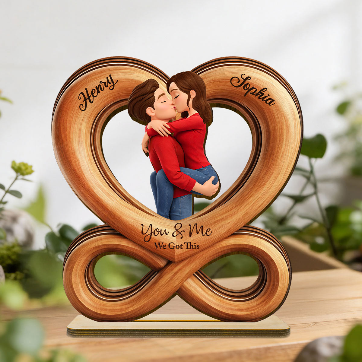 Forever Us Infinity Love - Personalized 2-Layered Wooden Plaque - Anniversary, Valentine's Day Gift, Gift For Him, Gift For Her
