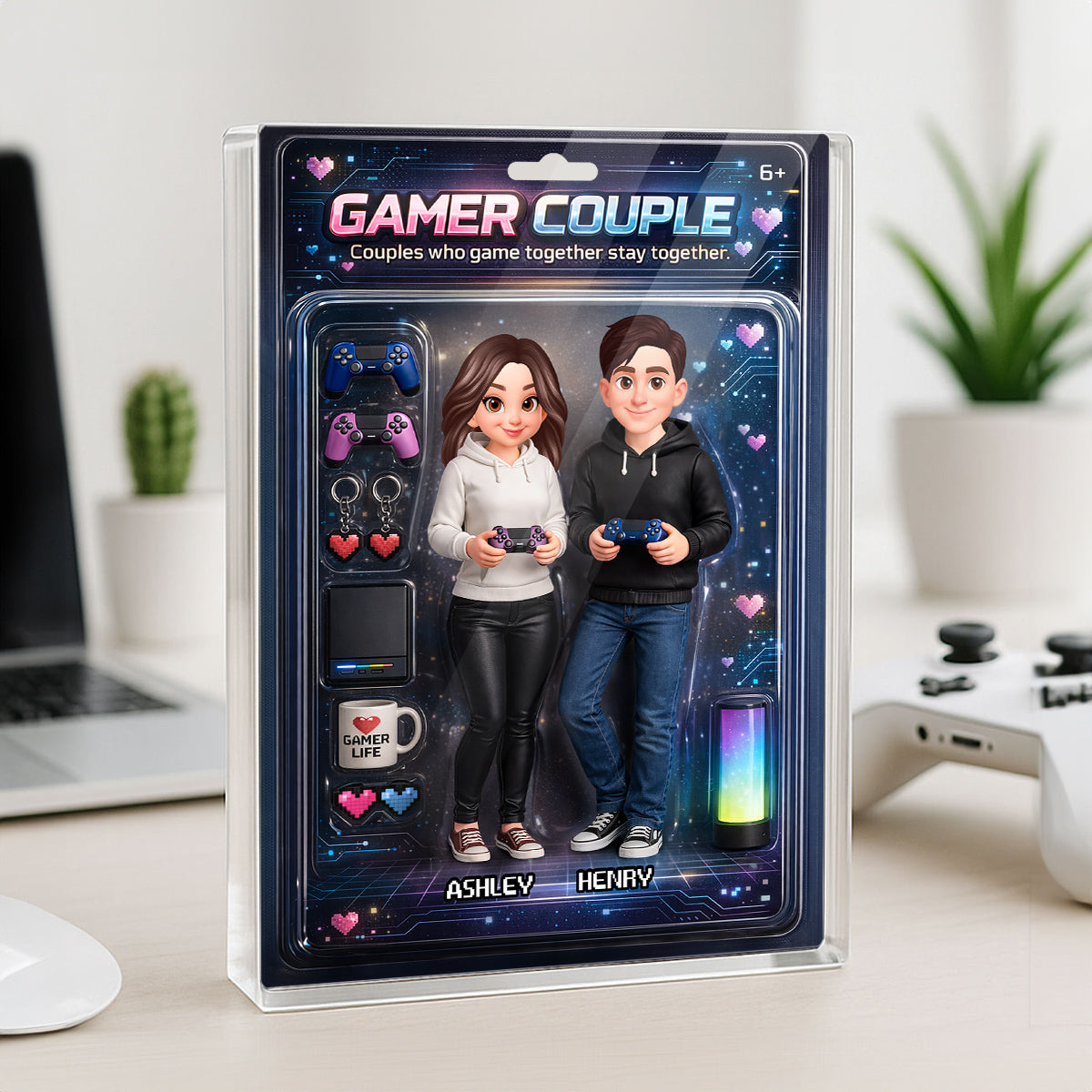 Couples That Game Together Stay Together Custom Action Figure - Personalized Acrylic Block Plaque - Unique Gift for him, for her