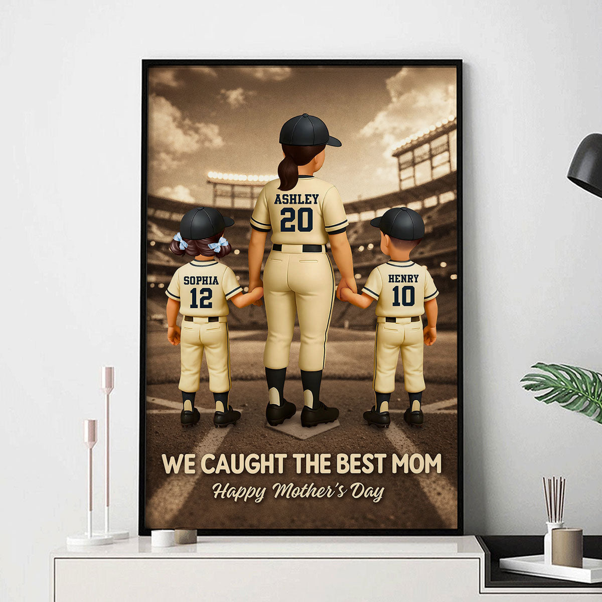 We Caught the Best Mom Retro Wall Art - Personalized Poster - Sentimental Mother's Day Keepsake for Mom, Wife