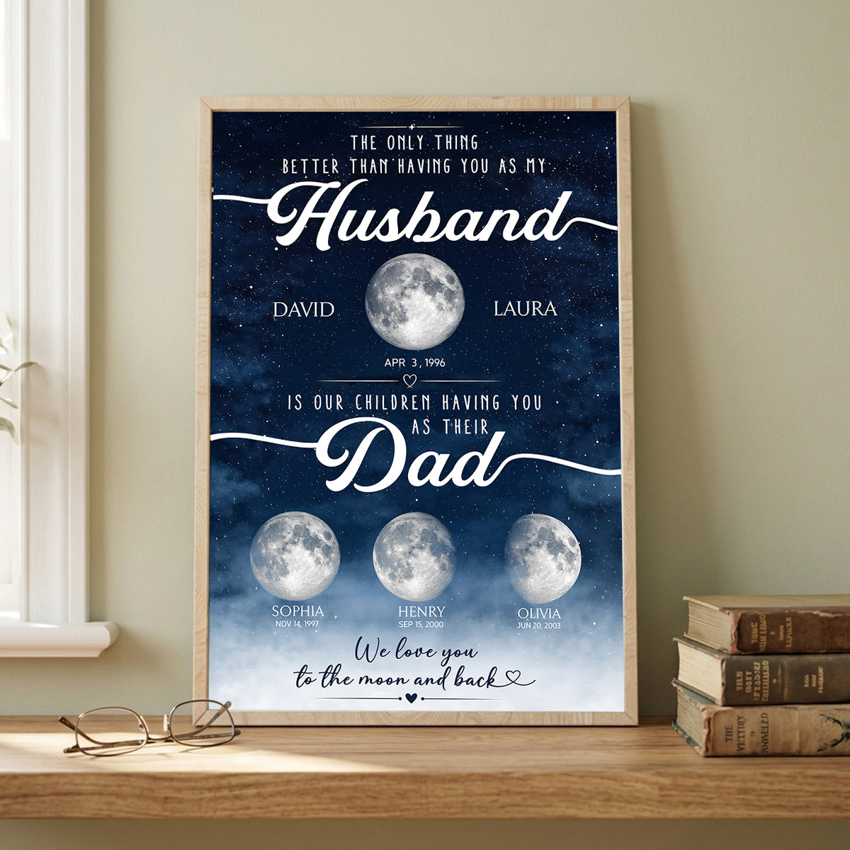 The Only Thing Better Custom Moon Phase by Date - Personalized Poster - Father's Day Gift for Dad, Husband