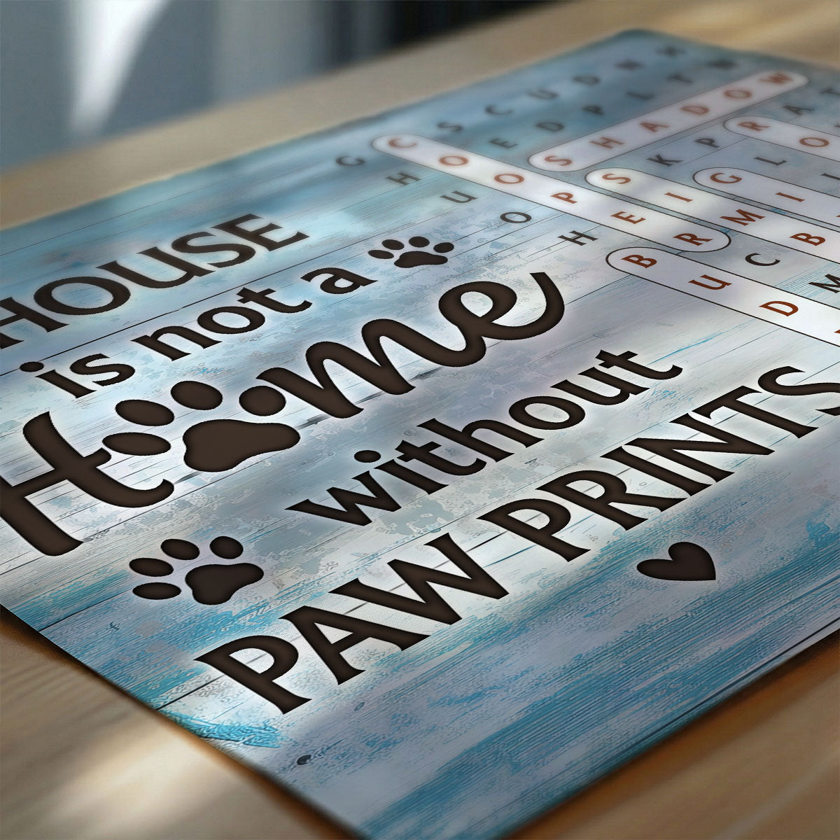 Home With Paw Prints Pet Name Word Search Puzzle - Personalized Poster