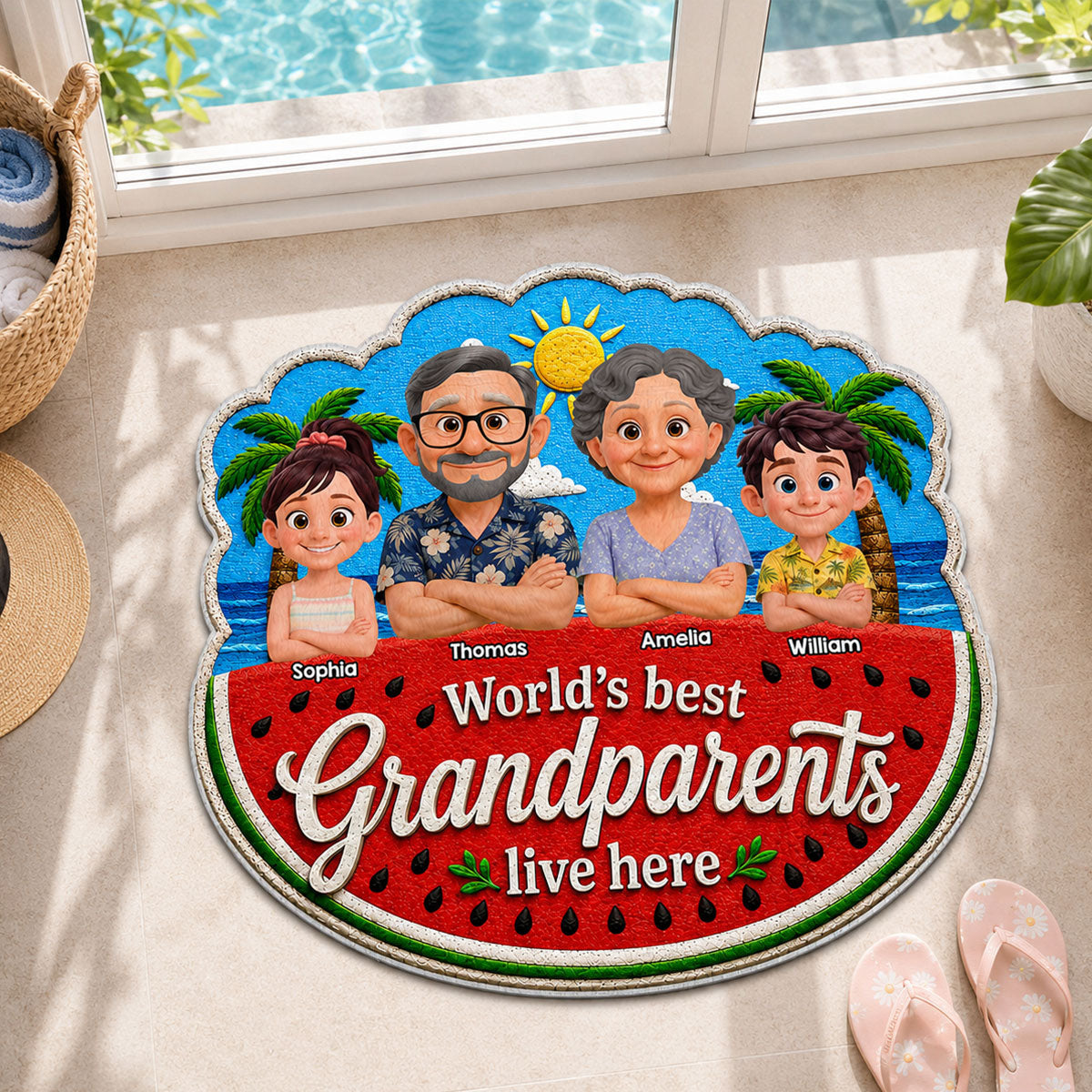 World's Best Grandparents - Personalized Doormat - Gift For Grandparents, Summer Decor