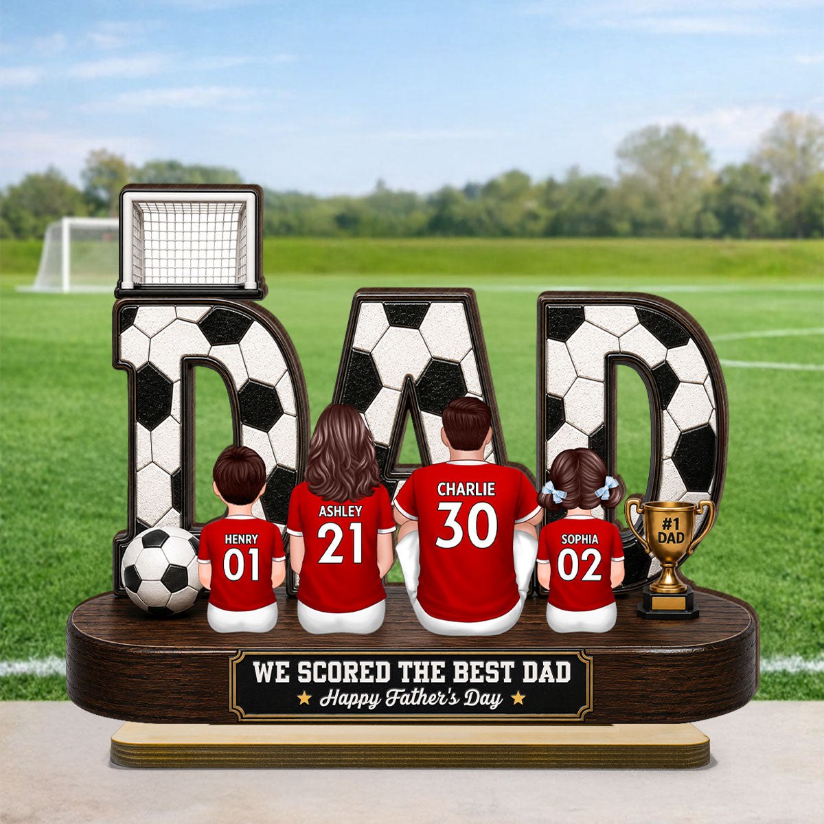 Soccer Family Legend We Scored The Best Dad - Personalized 2-Layered Wooden Plaque -  Gift For Dad, Husband, Soccer Lovers