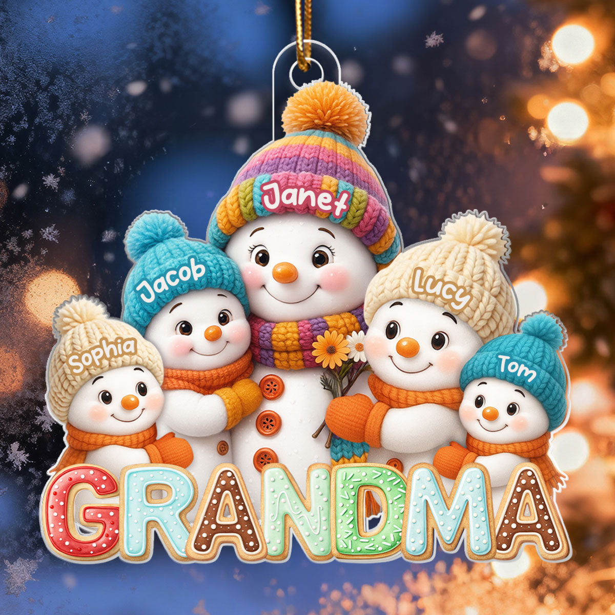 Grandma And Grandkids Christmas 2025 - Personalized Acrylic Ornament - Heartwarming Christmas Gift For Grandma