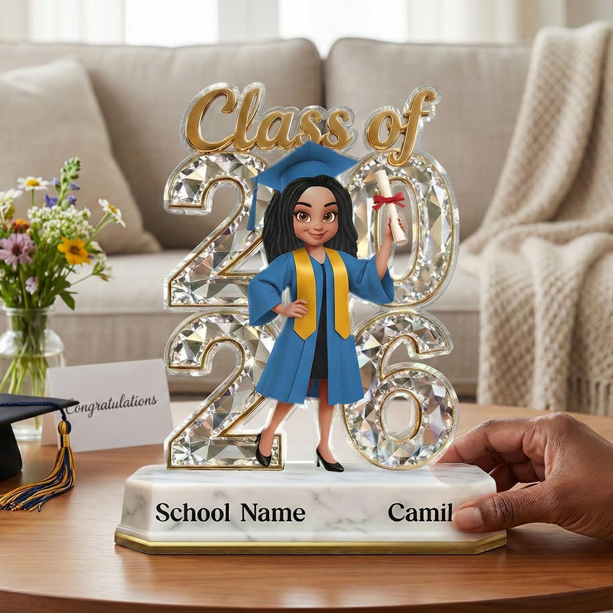 Senior Class Of 2026 2027 Graduate Keepsake 2D Flat - Personalized Acrylic Block Plaque - Graduation Gift For Daughter, Son