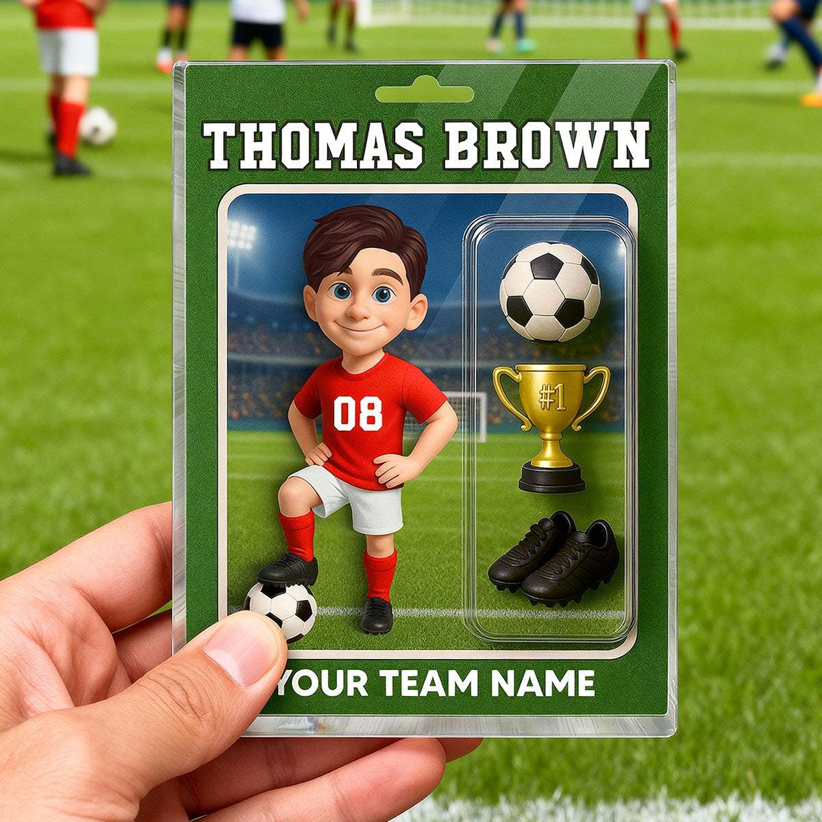 3D Effect Soccer Players Custom Figure Style - Personalized Acrylic Block Plaque - Christmas Gift For Soccer Players