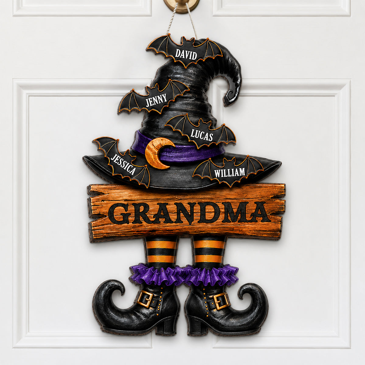 Grandma Witch Hat - Personalized Wooden Door Sign - Halloween Decor for Grandma