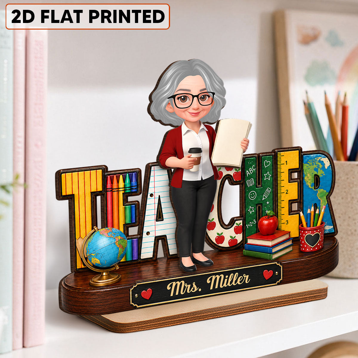 Cute Teacher Things - Personalized 2-Layered Wooden Plaque - Back To School Gift For Teacher, Classroom Decor