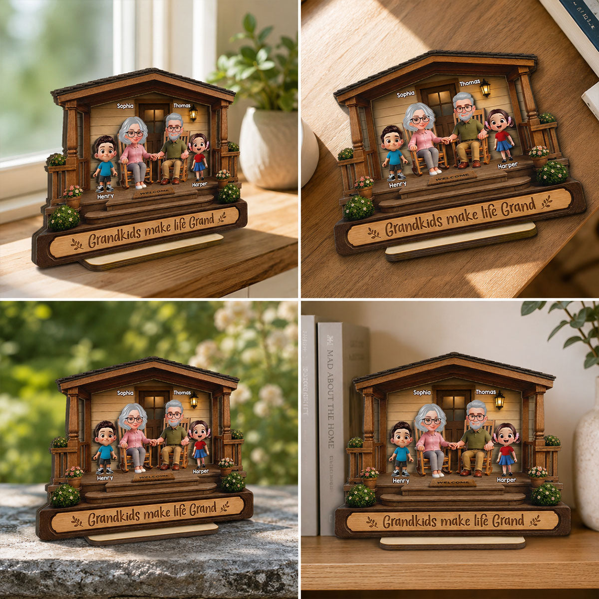 There's No Place Like Grandparents' House 2D Flat - Personalized 2-Layered Wooden Plaque - Home Decor Gift For Grandparents
