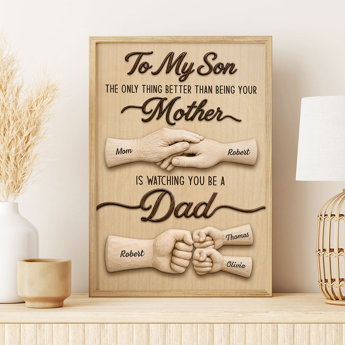 Rustic Sentimental To My Son Watching You Be A Dad From Mom - Personalized Poster - Father's Day Gift For Son