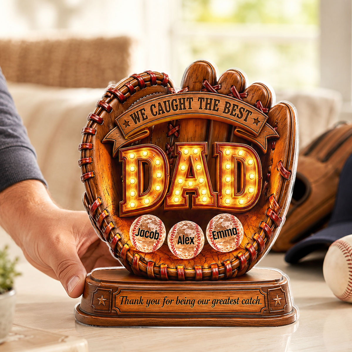 Great Baseball Dad - Personalized Acrylic Block Plaque -  Gift for Dad, Husband