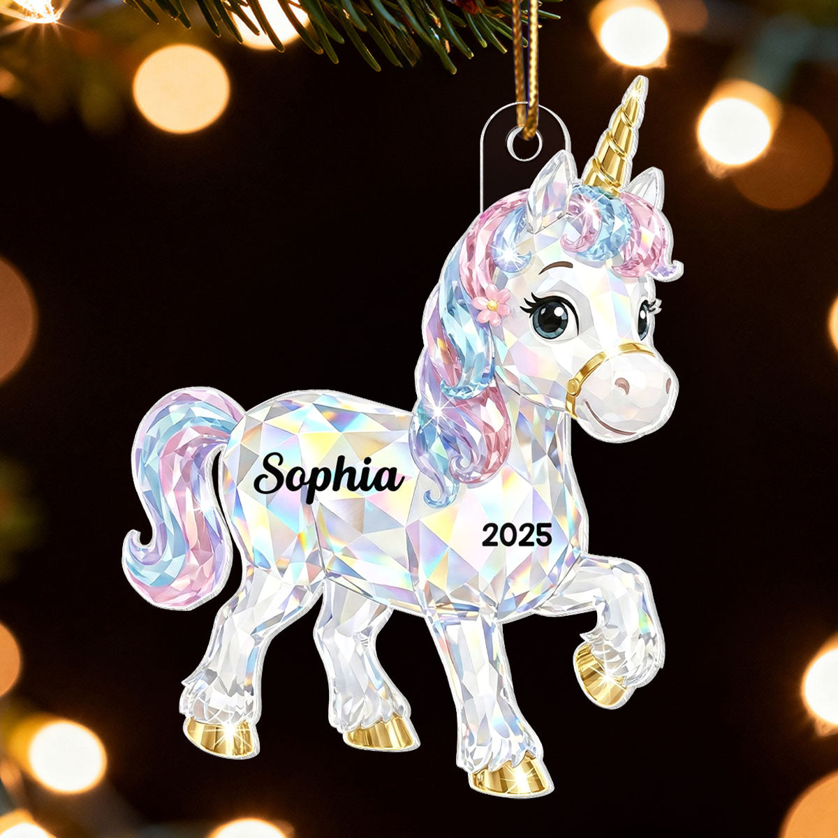 3D Effect Unicorn Pattern Crystal - Personalized Acrylic Ornament