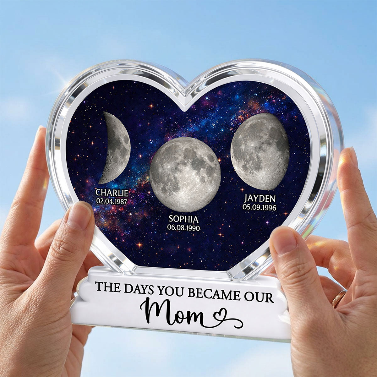 The Days You Became Our Mom Grandma Custom Birth Moon Phase 2D Flat - Personalized Acrylic Block Plaque - Mother's Day Gift For Mom, Grandma