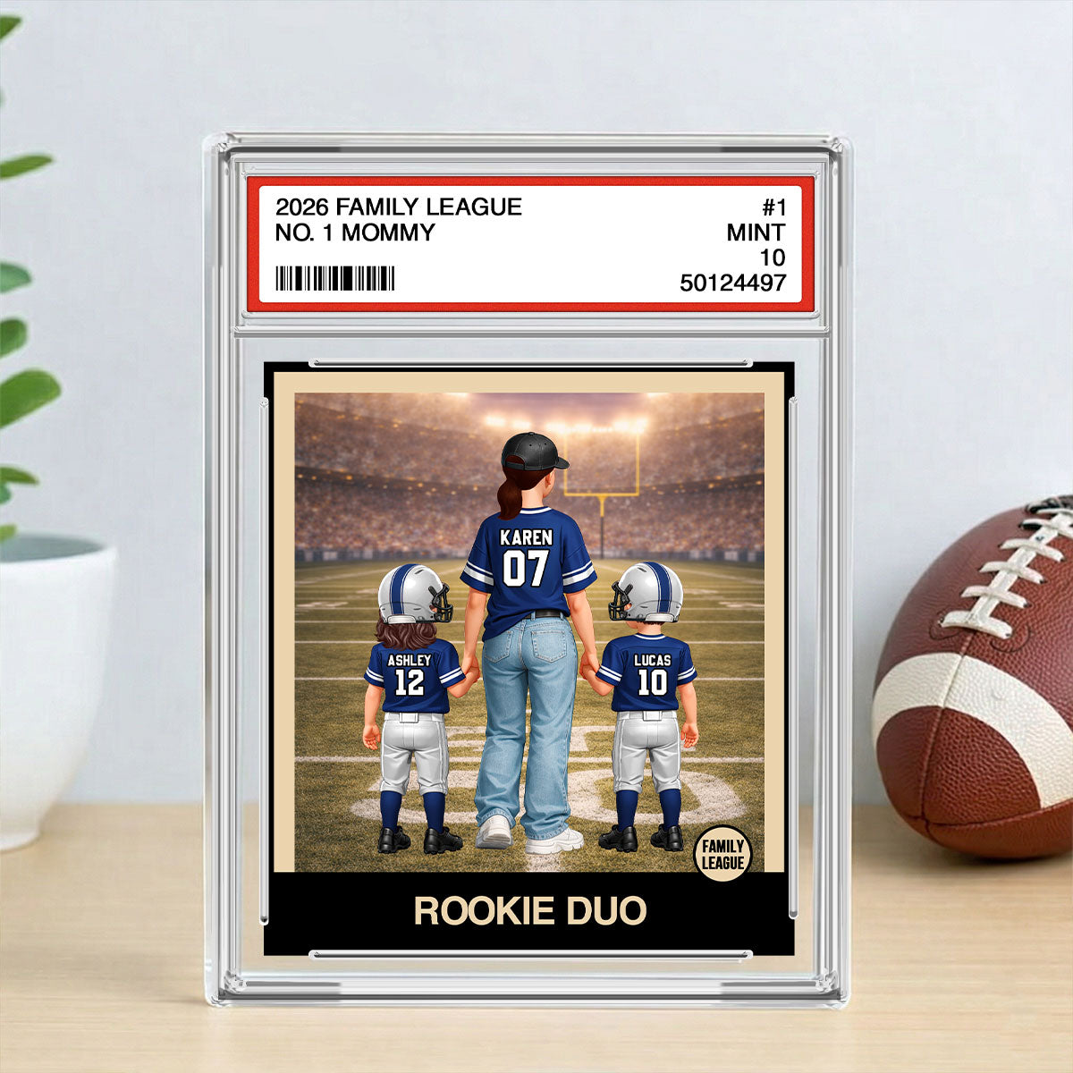 Rookie Duo Football Mom Trading Card - Personalized Acrylic Block Plaque - Mother's Day Gift, Gift For Football Mom
