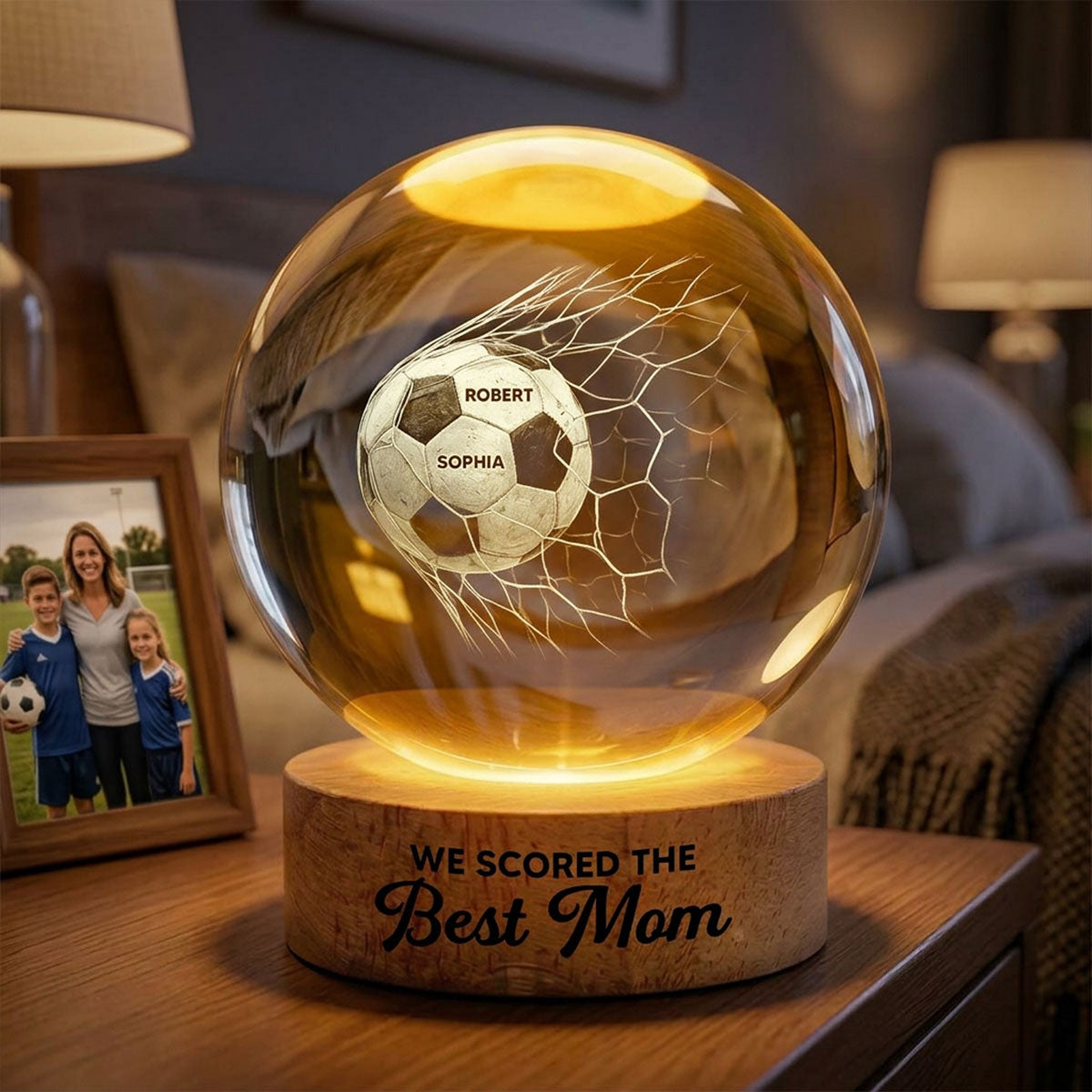 You're Our Best Goal Soccer Mom - Personalized Crystal Ball LED Night Light - Gift For Soccer Mom