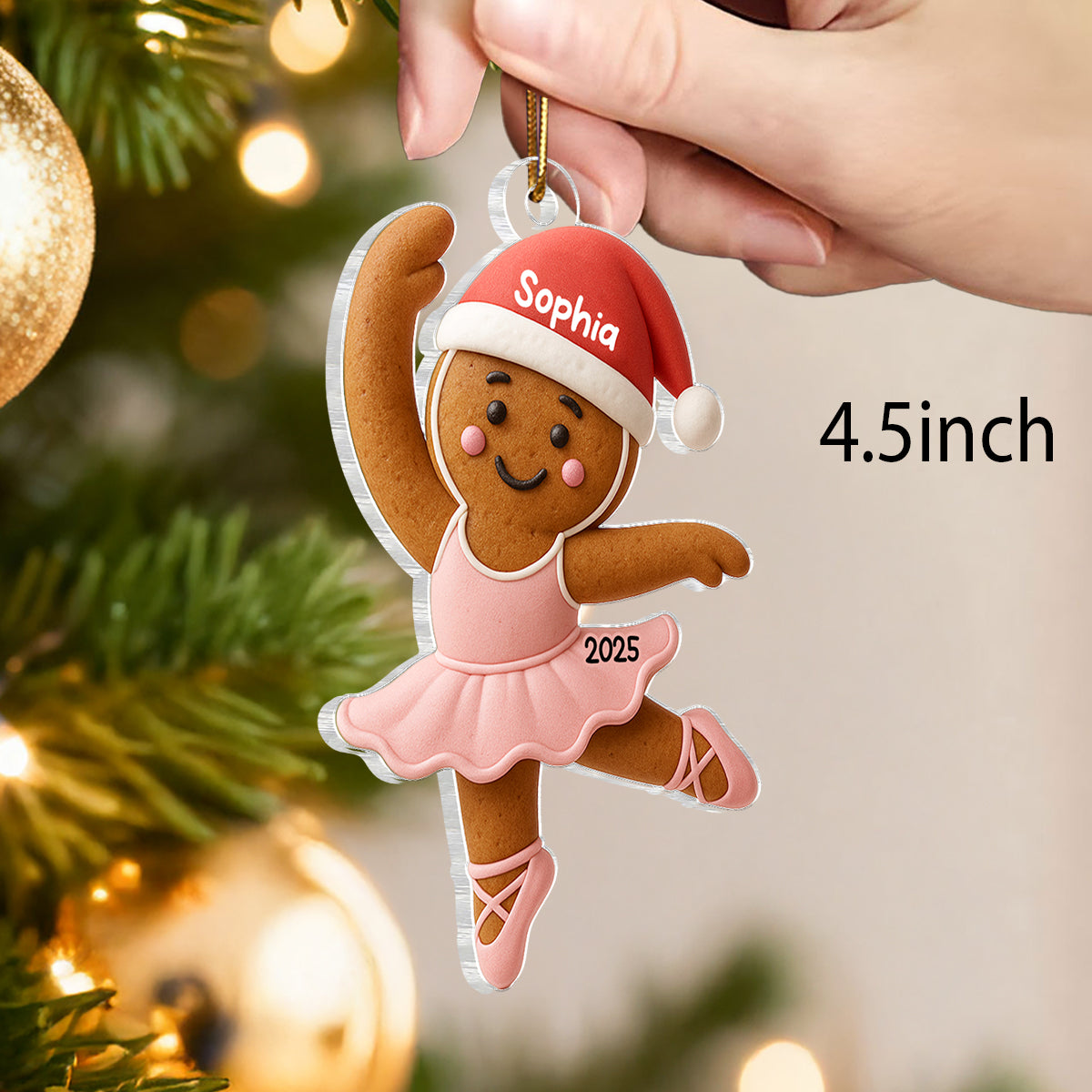 Gingerbread Balletina Dance - Personalized Acrylic Ornament - Unique Christmas Gift For Little Girl, Daughter